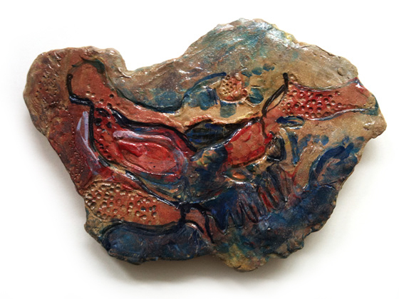 Isle of fungi  otter 30x44cm glazed stoneware 2011